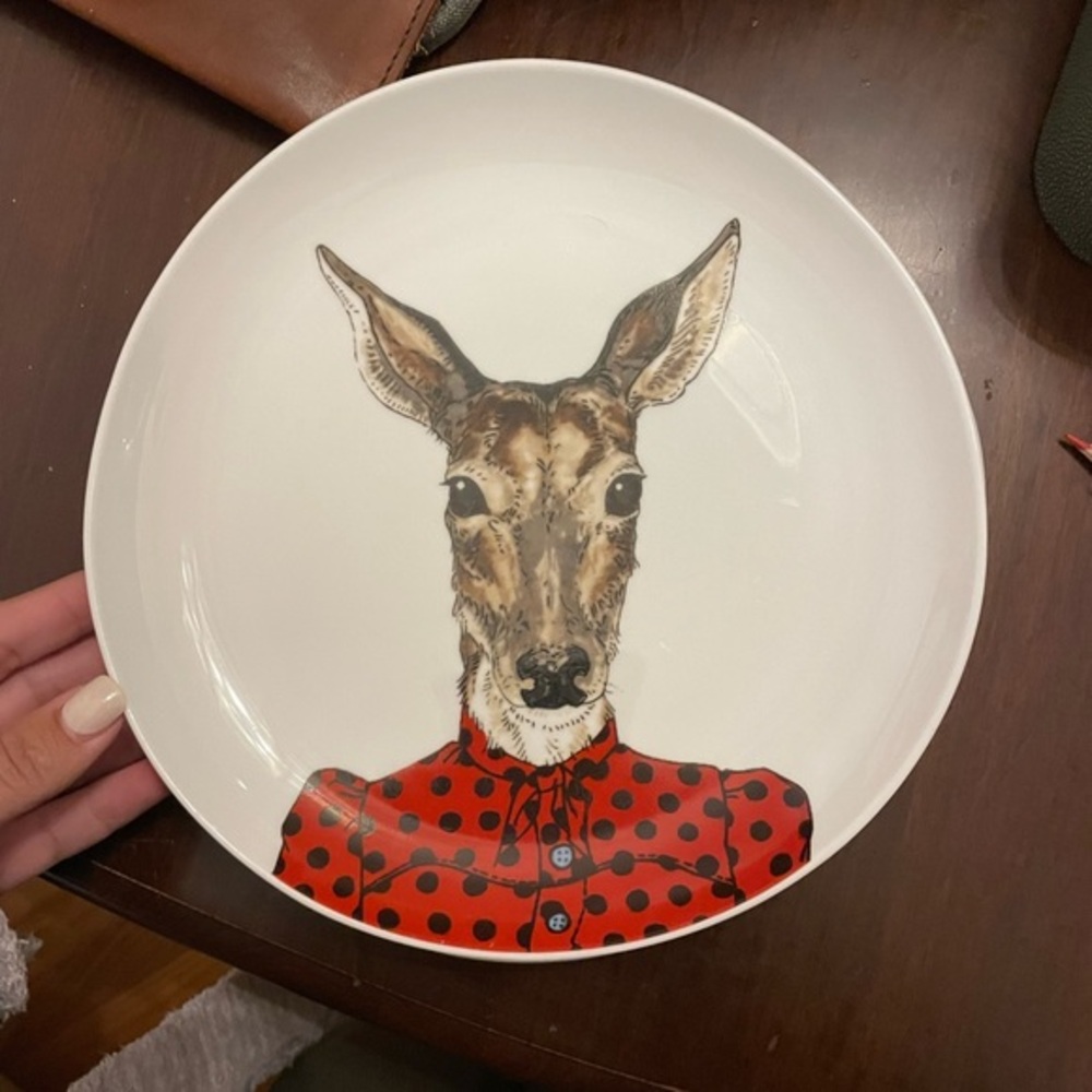 WEST ELM‎ Doe Dapper Animal Print Cartoon Salad Dessert Plates